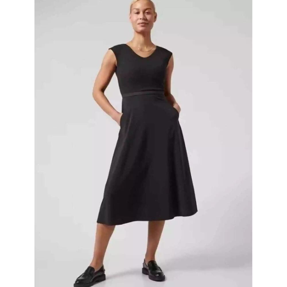 Athleta Ryder Fit & Flare Dress Black Lightweight Travel Outdoor Women's XS